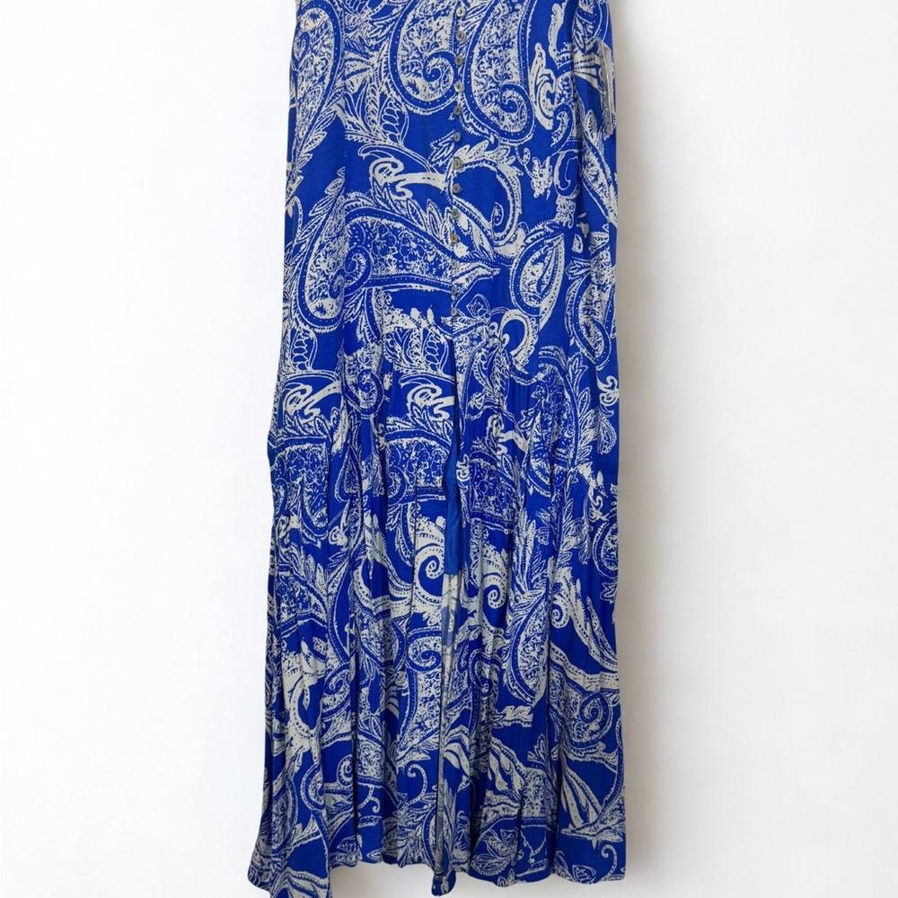 Free People Blue and White Paisley Maxi Skirt